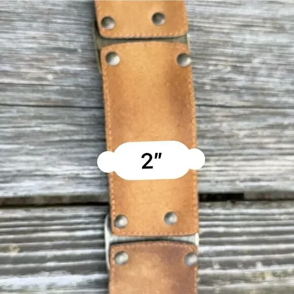 ADK Retro Vintage Black Leather Studded Belt with Antiqued Brass Hardware Edgy S - Picture 10 of 13